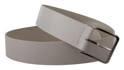 Shop Dolce & Gabbana Leather Wide  Metal Buckle Men's Belt In White