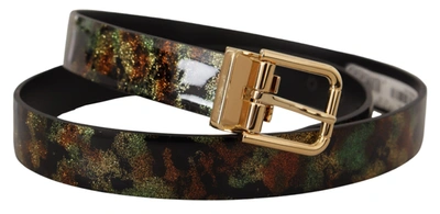 Shop Dolce & Gabbana Leather  Metal Buckle Men's Belt In Green