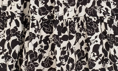 Shop August Sky Floral Puff Sleeve Smocked Midi Dress In Black Multi