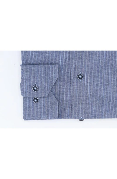 Shop Lorenzo Uomo Trim Fit Heathered Pinstripe Dress Shirt In Charcoal