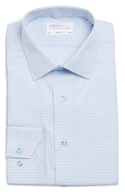 Shop Lorenzo Uomo Minigrid Long Sleeve Cotton Button-up Shirt In Light Blue