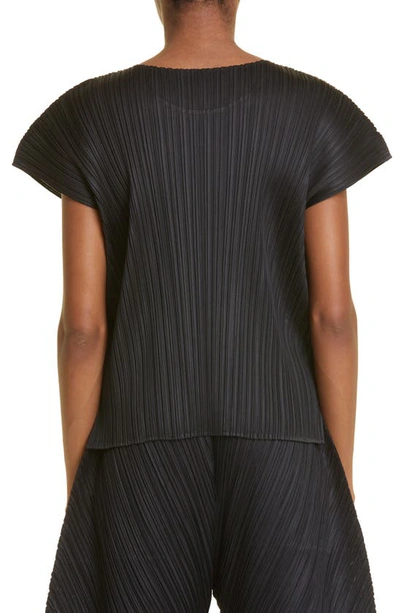 Shop Issey Miyake Monthly Colors Plissé Satin Blouse In Black