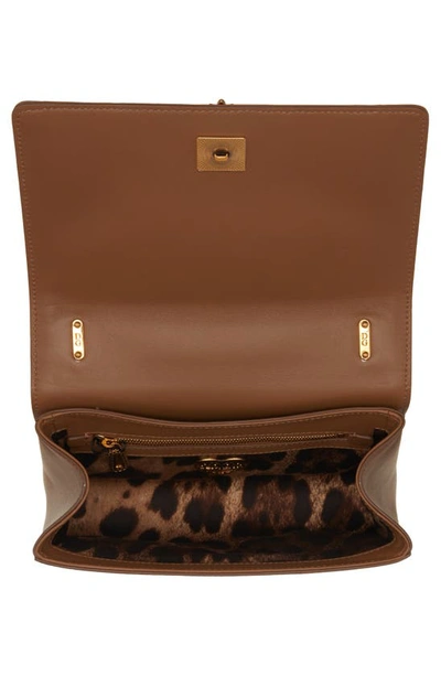 Shop Dolce & Gabbana Devotion Logo Heart Lambskin Crossbody Bag In Light Brown