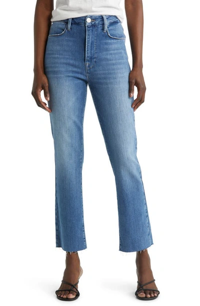 Shop Frame Le Super High Raw Hem Ankle Straight Leg Jeans In Drizzle