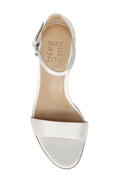 Naturalizer Vera Ankle Strap Sandal In Pearl White Satin Fabric