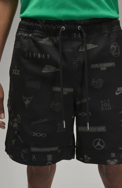 Shop Jordan Flight Heritage Cotton Twill Shorts In Black