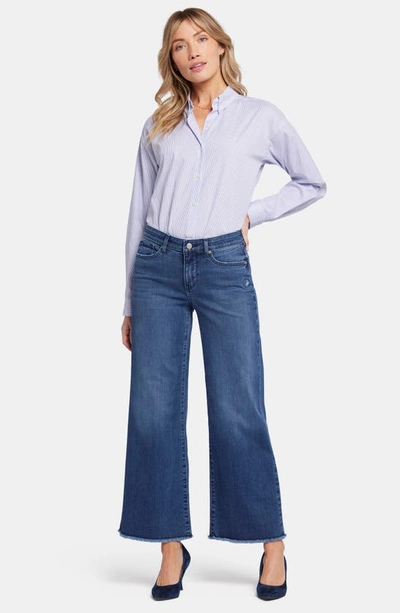 Shop Nydj Teresa High Waist Raw Hem Ankle Wide Leg Jeans In Riverwalk