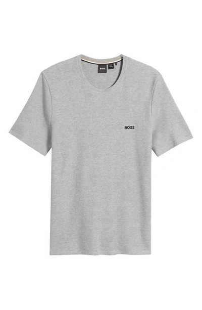 Shop Hugo Boss Waffle Knit Lounge T-shirt In Medium Grey