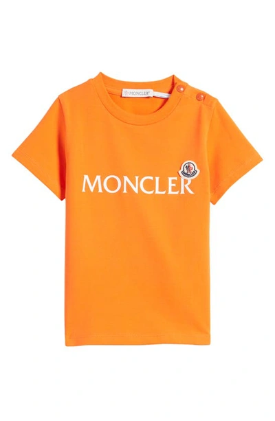 Shop Moncler Kids' Logo Graphic T-shirt In Orange