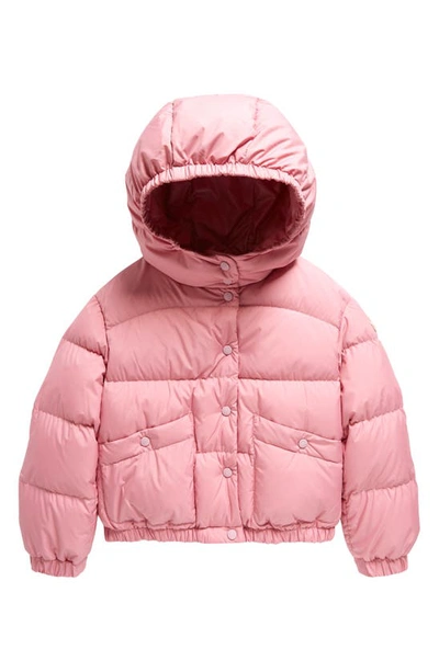Shop Moncler Kids' Ebre Short Hooded Down Jacket In Pink