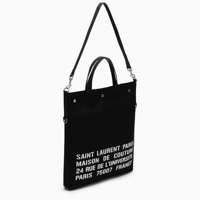 Shop Saint Laurent North/south Tote Bag In Black Canvas Men