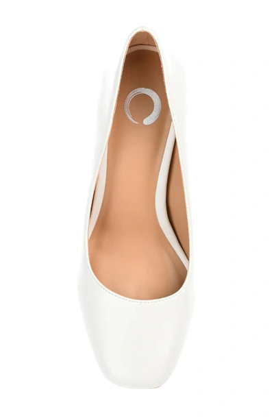Journee Collection Womens Monalee Square Toe Mid Heel Pumps In White