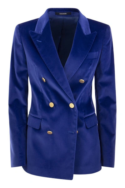 Shop Tagliatore Paris - Velvet Jacket In Bluette