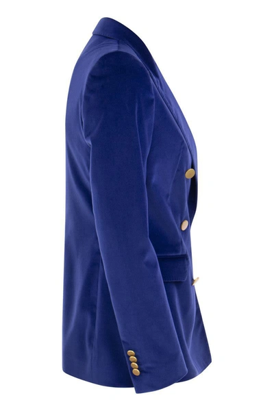 Shop Tagliatore Paris - Velvet Jacket In Bluette