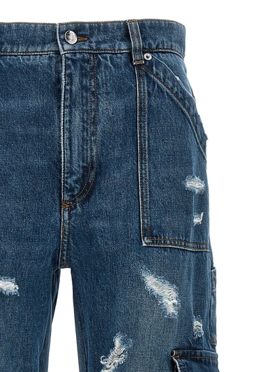 Shop Dolce & Gabbana Used Effect Cargo Jeans In Blue
