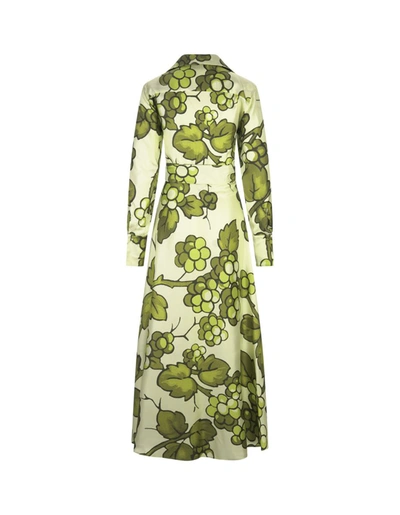 Shop Etro Wrap Long Dress With Berries Print In Green