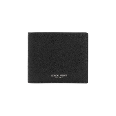 Shop Giorgio Armani Bi-fold Leather Wallet Smallleathergoods In Black