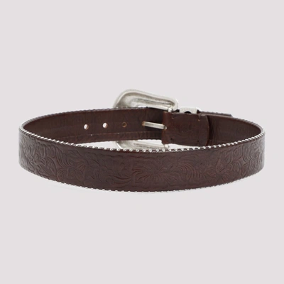 Shop Golden Goose Embossed Cow Leather Belt In Brown