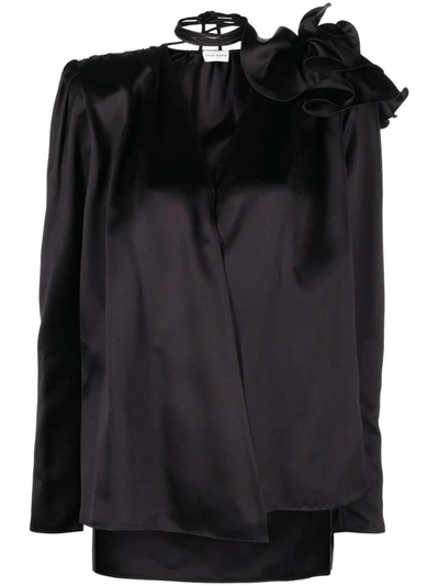 Shop Magda Butrym Blouse With Flower Detail In Black