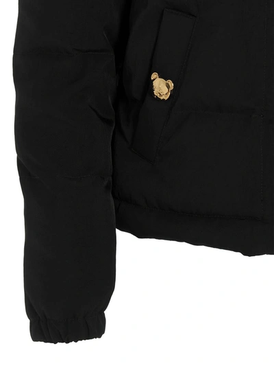 Shop Moschino Logo Button Down Jacket In Black
