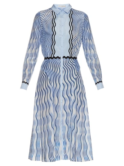 Mary Katrantzou Silcott Snuffbox-print Silk And Cotton-blend Dress In Light Blue