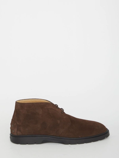 Shop Tod's Desert Boots In Suede In Brown
