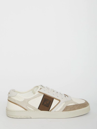 Shop Fendi Step Sneakers In Cream