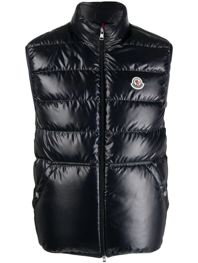 Shop Moncler Aube Zipped Padded Vest In Navy