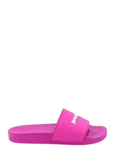 Palm Angels Logo-print Flat Slides In Pink