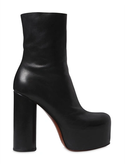 Shop Vetements 130mm Platform Leather Ankle Boots, Black