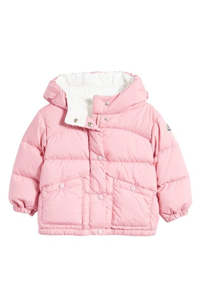 Shop Moncler Kids' Ebre Logo Patch Down Puffer Jacket In Pink