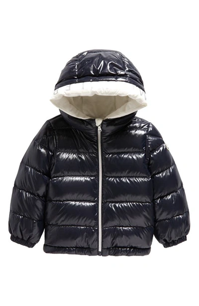 Shop Moncler Kids' Aslan Hooded Down Jacket In Blue