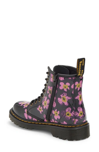 Shop Dr. Martens' Kids' 1460 Floral Lace-up Boot In Black Patent Lamper
