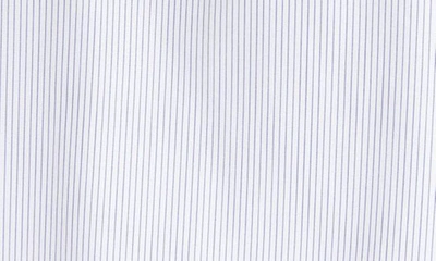 Shop Saint Laurent Stripe Logo Embroidered Cotton Button-down Shirt In Blanc/ Bleu