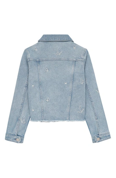 Shop Dl1961 Kids' Manning Embroidered Butterfly Jean Jacket In Indigo Butterfly