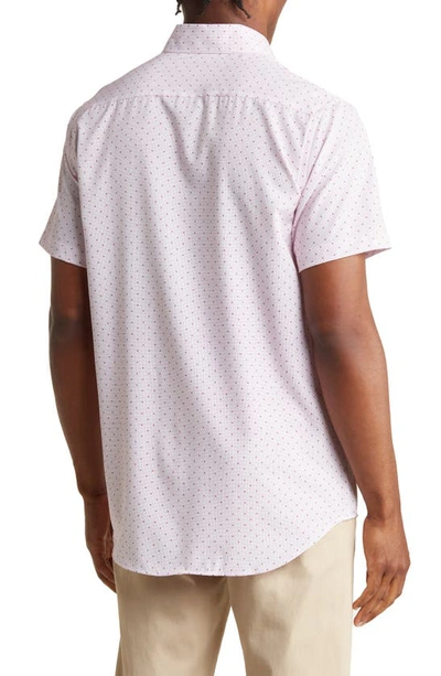 Tom Baine Slim Fit Performance Short Sleeve Button-up Shirt In Light Pink White
