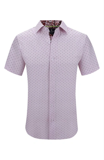 Shop Tom Baine Slim Fit Performance Short Sleeve Button-up Shirt In Light Pink White