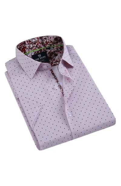 Tom Baine Slim Fit Performance Short Sleeve Button-up Shirt In Light Pink White