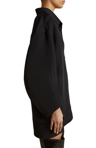 Shop Khaite Kal Oversize Long Sleeve High-low Shirtdress In Black