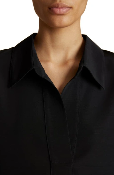 Shop Khaite Kal Oversize Long Sleeve High-low Shirtdress In Black