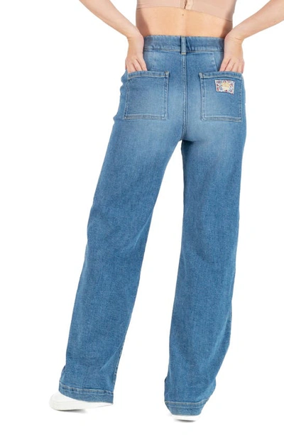 Cache Coeur Kelly Wide Leg Maternity Jeans In Mid Blue