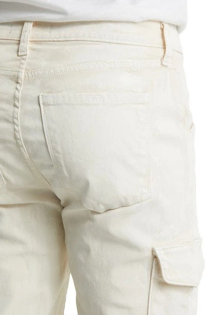 Shop Monfrere Preston Slim Fit Cargo Jeans In Vintage Coated Blanc