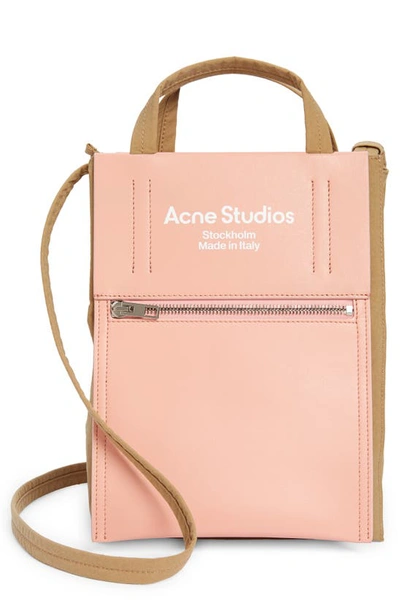 Shop Acne Studios Small Baker Out Papery Nylon Tote In Brown/ Pink