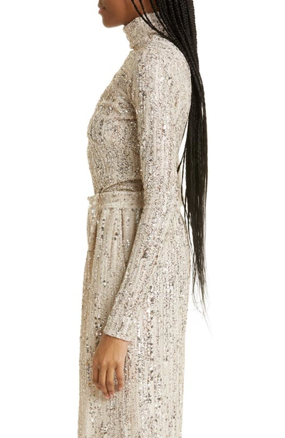 Shop Aknvas Cloud Sequin Long Sleeve Top In Opal Sand