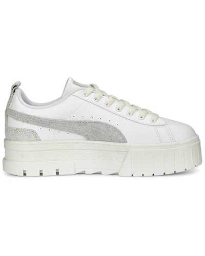 Shop Puma Mayze Thrifted Leather Sneaker In White