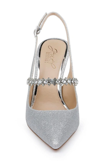 Shop Jewel Badgley Mischka Verena Slingback Pointed Toe Pump In Silver