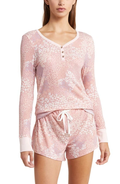 Shop Honeydew Intimates Knit Long Sleeve Short Pajamas In Seashell Ditsy