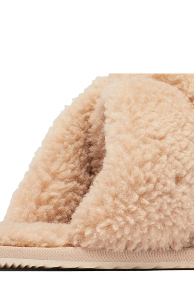 Shop Sorel Go Mail Run Faux Fur Slide Slipper In Natural Tan/ Natural