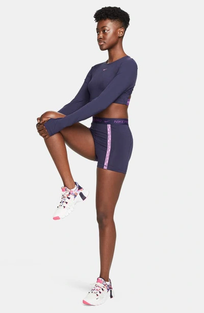 Shop Nike Dri-fit High Waist 3-inch Shorts In Purple Ink/ Purple Cosmos
