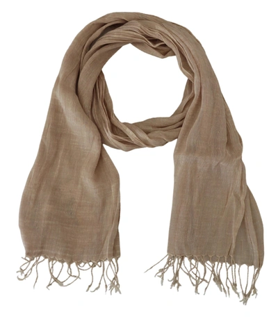 Shop Costume National Chic Beige Fringed Scarf For Women's Women